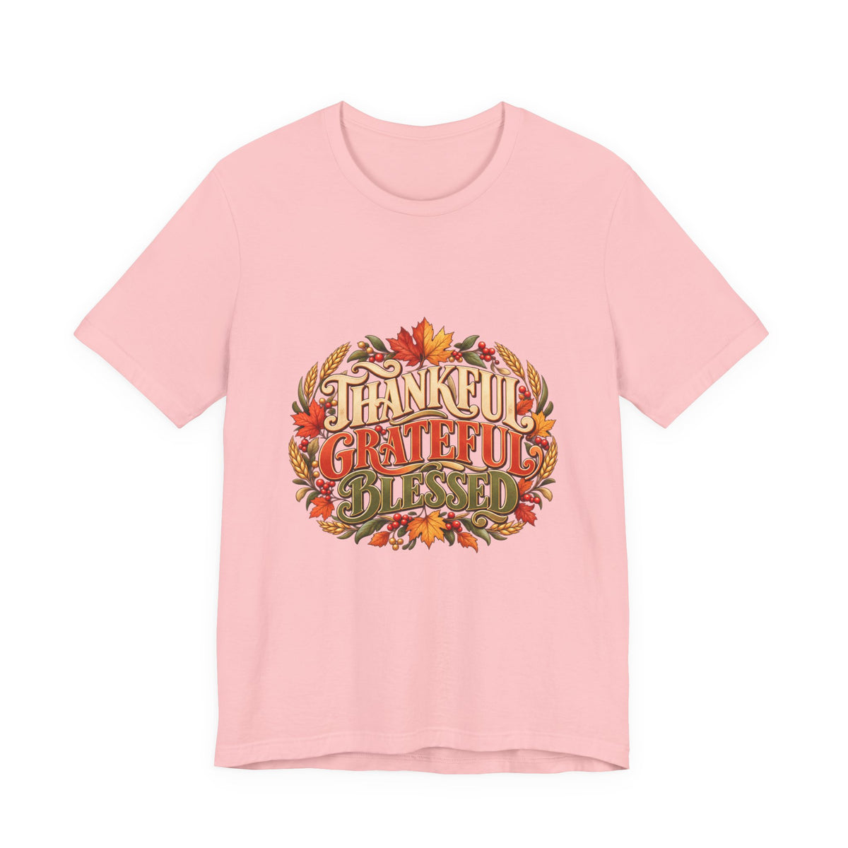 Thankful Grateful Blessed tee | Fall leaves Thanksgiving shirt
