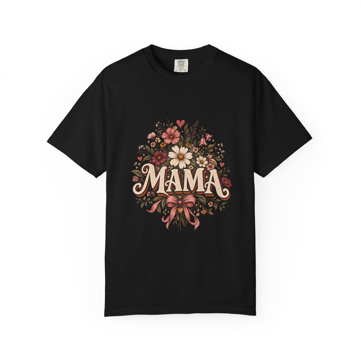 Mama floral bouquet T-Shirt | vintage script, roses & daisies