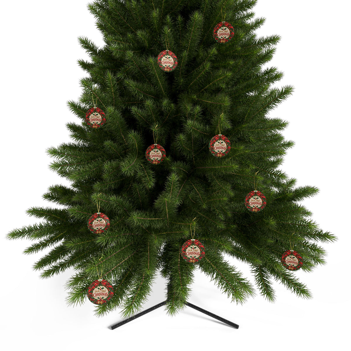 Our First Christmas Ceramic Ornament — Round Holiday Tree Decoration (1/5/10/20 pcs)