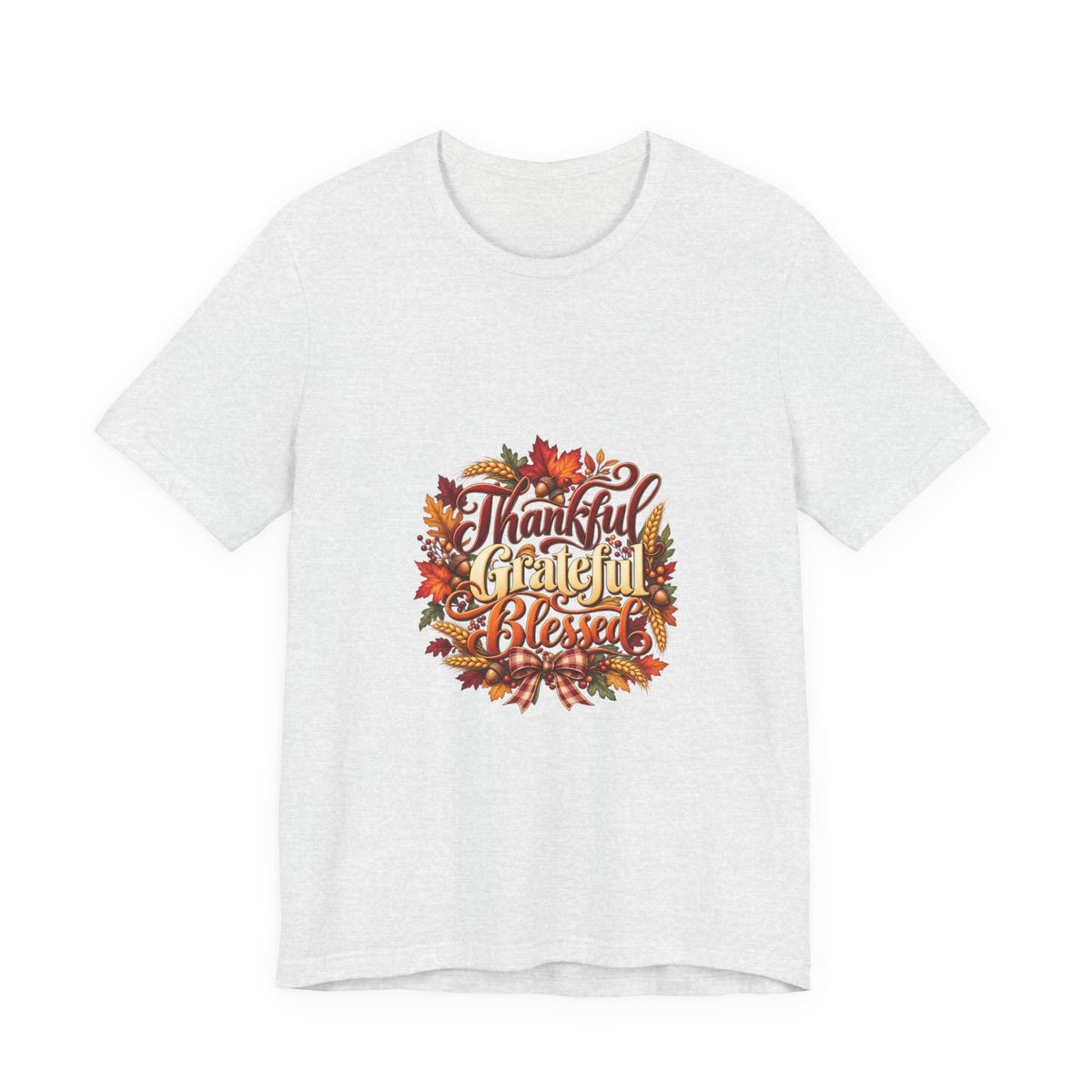 Thankful Grateful Blessed T-Shirt — Fall Leaves Thanksgiving Tee, Autumn Gratitude Shirt, Family Matching Outfit
