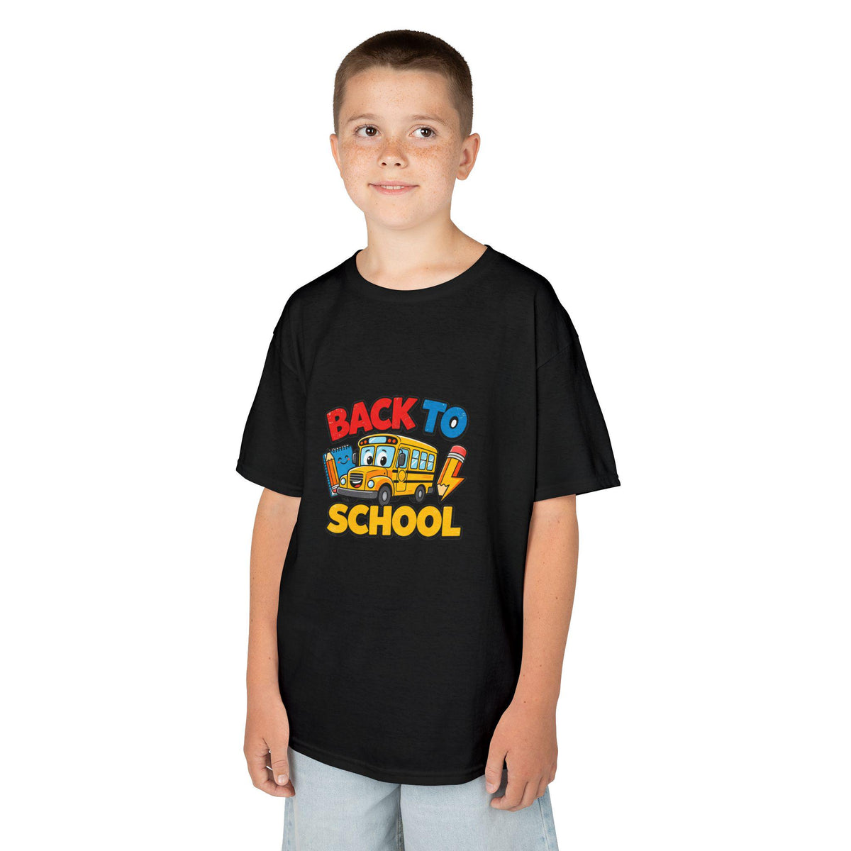 Back to School schoolbus Kids Tee | Cute Pencil Chalkboard Design