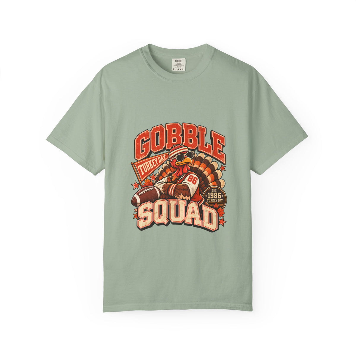 Gobble Squad Turkey Football Helmet T-Shirt | Thanksgiving Turkey Sports Tee
