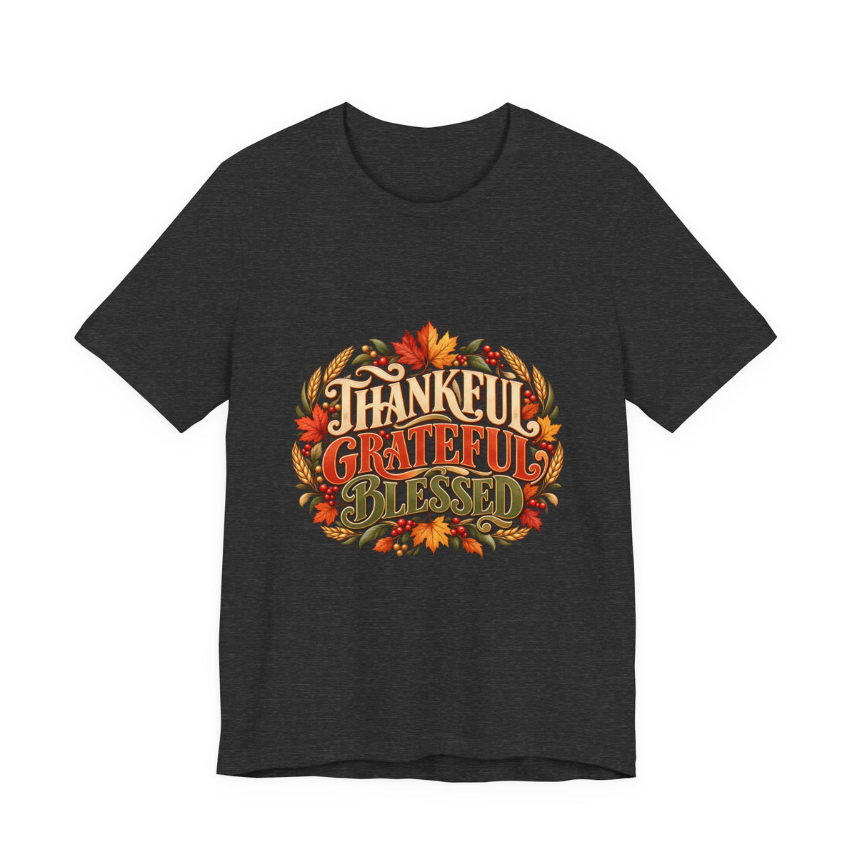 Thankful Grateful Blessed tee | Fall leaves Thanksgiving shirt