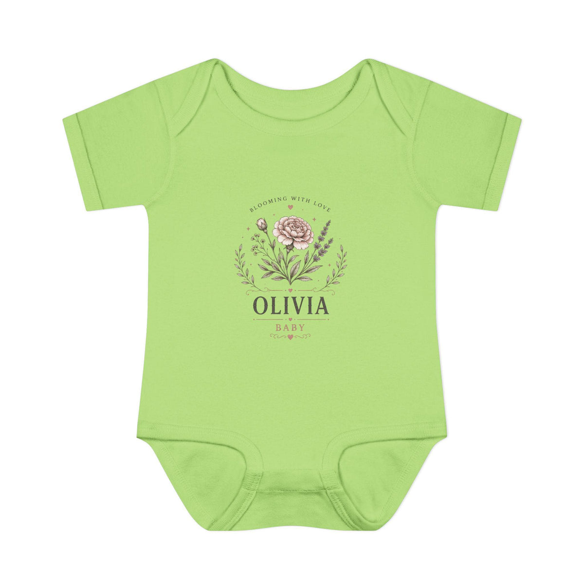 Floral Name Monogram Infant Bodysuit | Personalized Baby Onesie