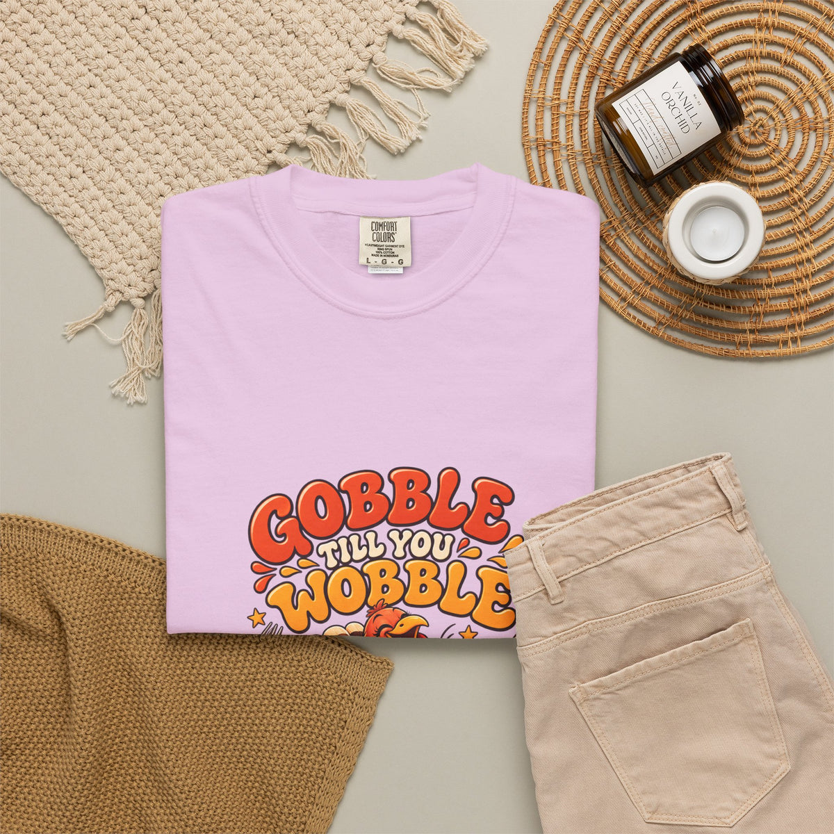 Gobble Till You Wobble Turkey T-Shirt | Thanksgiving Turkey Graphic
