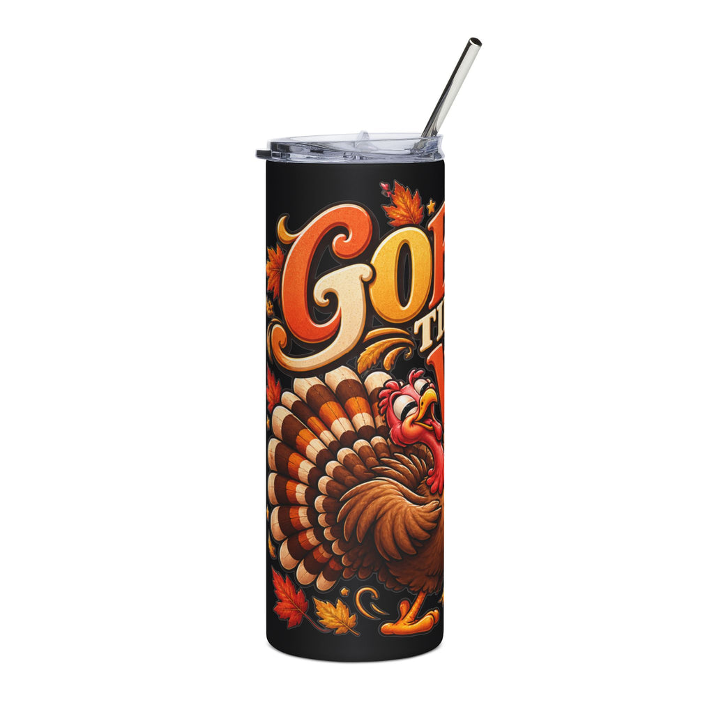 Gobble Till You Wobble Tumbler — Funny Thanksgiving 20oz Stainless Steel Turkey Tumbler, Fall Holiday Gift