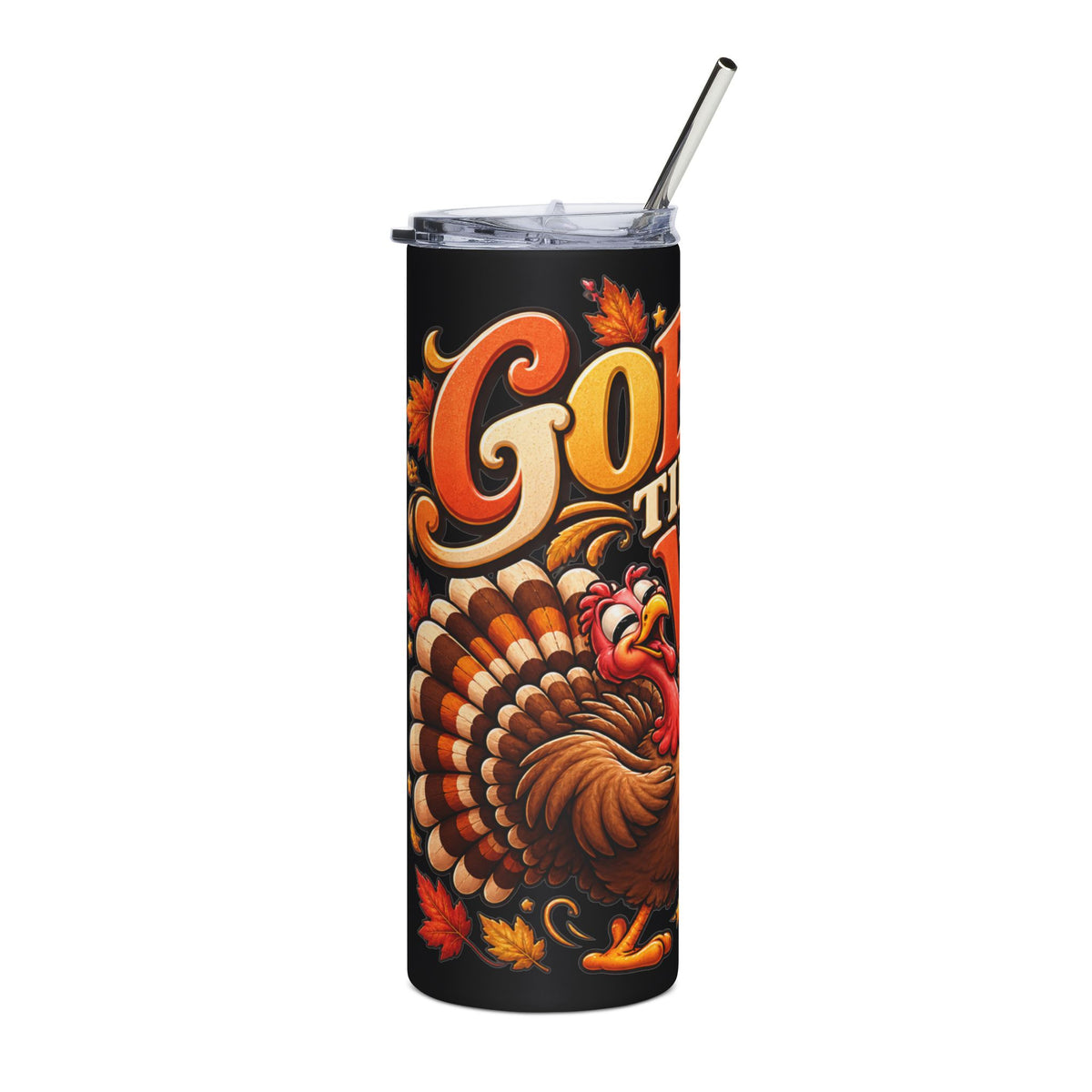 Gobble Till You Wobble Tumbler — Funny Thanksgiving 20oz Stainless Steel Turkey Tumbler, Fall Holiday Gift