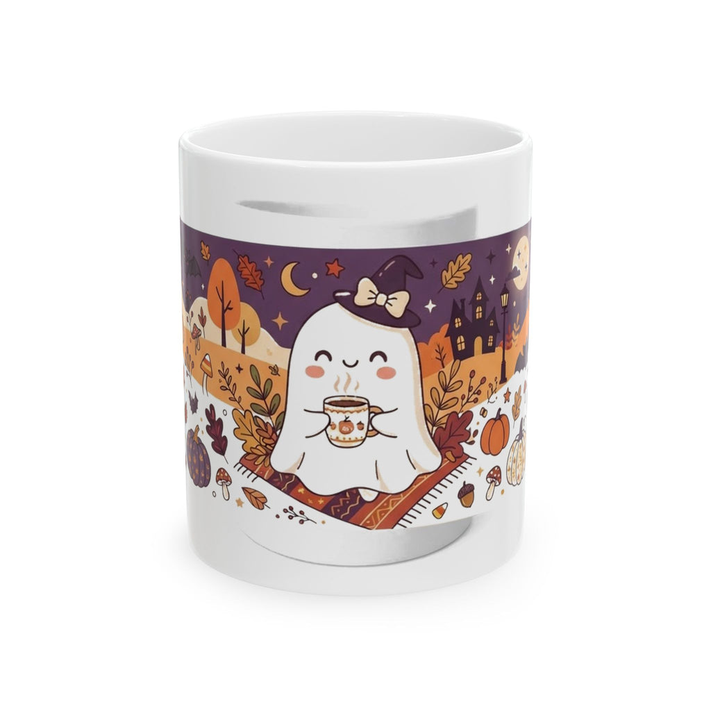 Cute Ghost Drinking Coffee Mug | Halloween Fall Coffee Cup