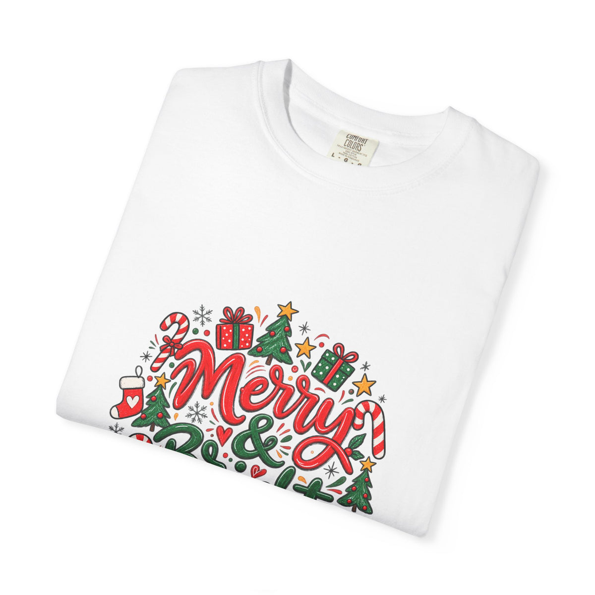 Merry & Bright Christmas T-Shirt | Festive Holiday Graphic Tee
