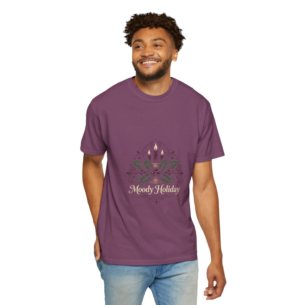 Moody Holiday Candle Wreath T-Shirt | Christmas Seasonal Tee | Festive Graphic Shirt | Holiday Gift for Her Him | Vintage Xmas