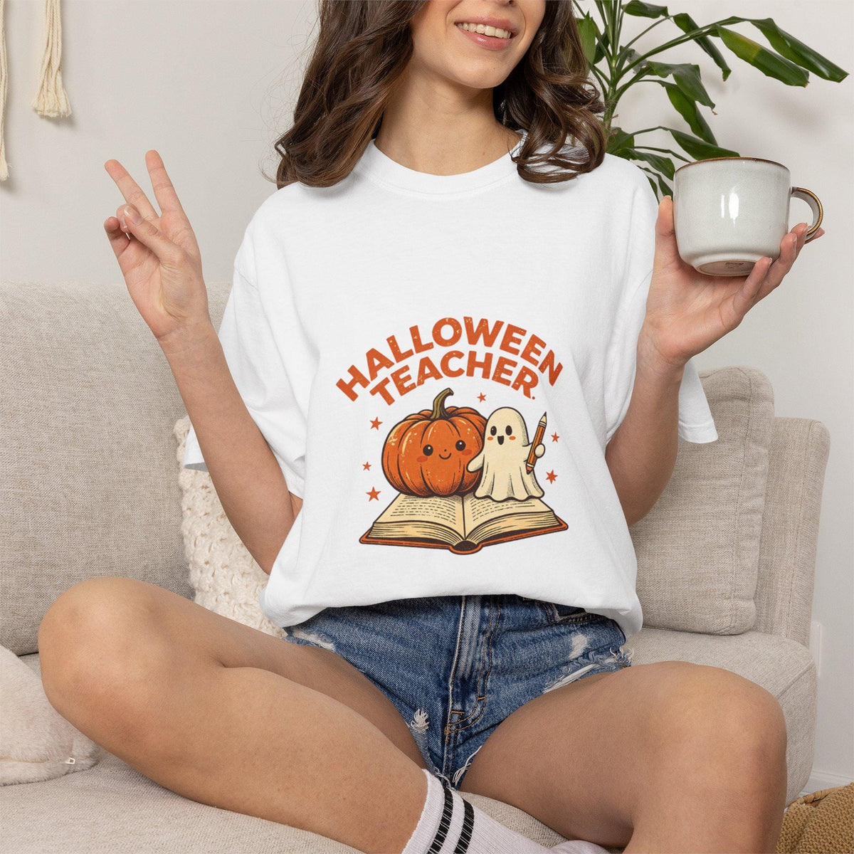 Halloween Teacher Pumpkin and Ghost T-shirt | Cute Spooky Classroom Tee