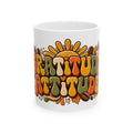 Gratitude Attitude mug | Retro 70s Coffee Illustration, Ceramic Mug