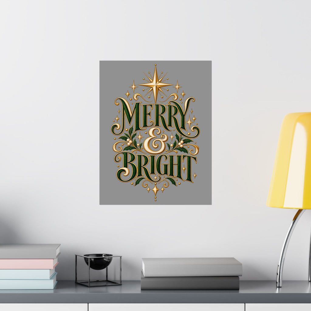 Merry & Bright Holiday Poster — Matte Vertical Christmas Wall Art