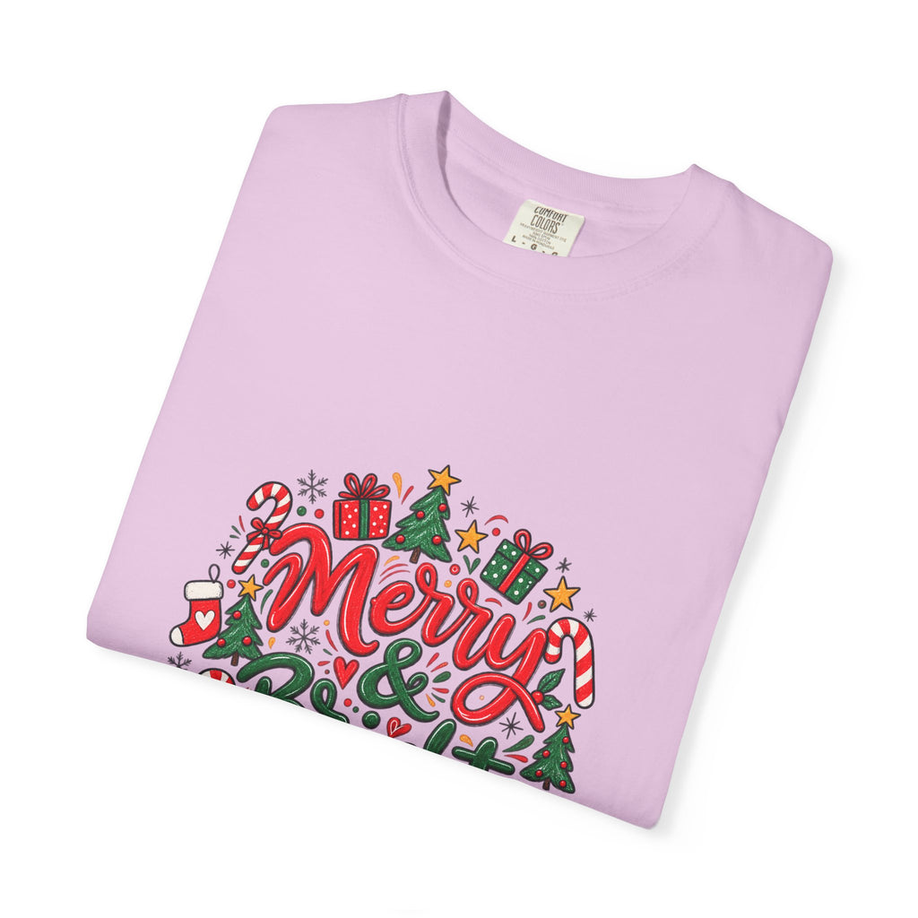 Merry & Bright Christmas T-Shirt | Festive Holiday Graphic Tee