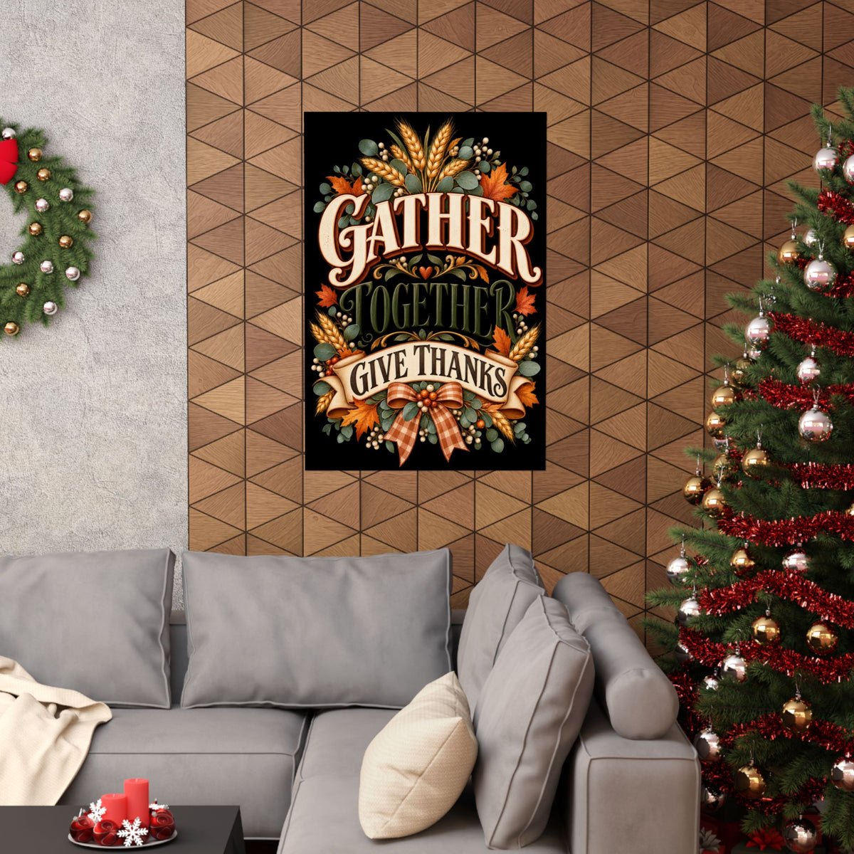 Gather Together Give Thanks Poster | Thanksgiving Fall Wall Art, Harvest Typography