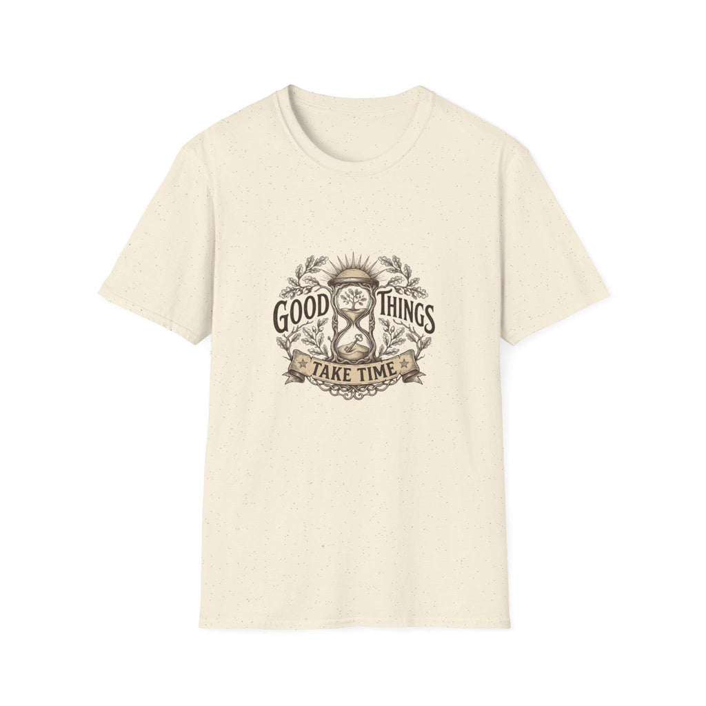 Good Things Take Time T-Shirt | Hourglass Floral Illustration