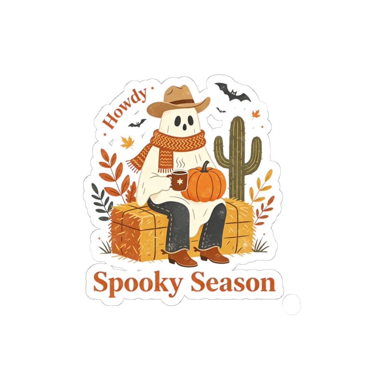 Howdy Spooky Season Ghost Sticker