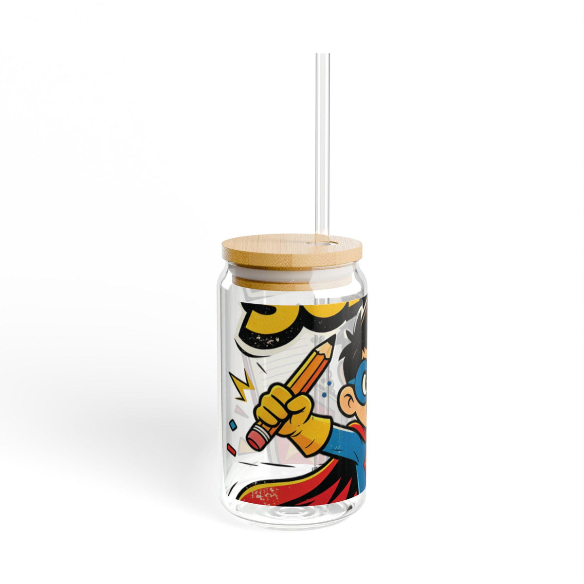Back To School Superhero Kids Sipper Glass