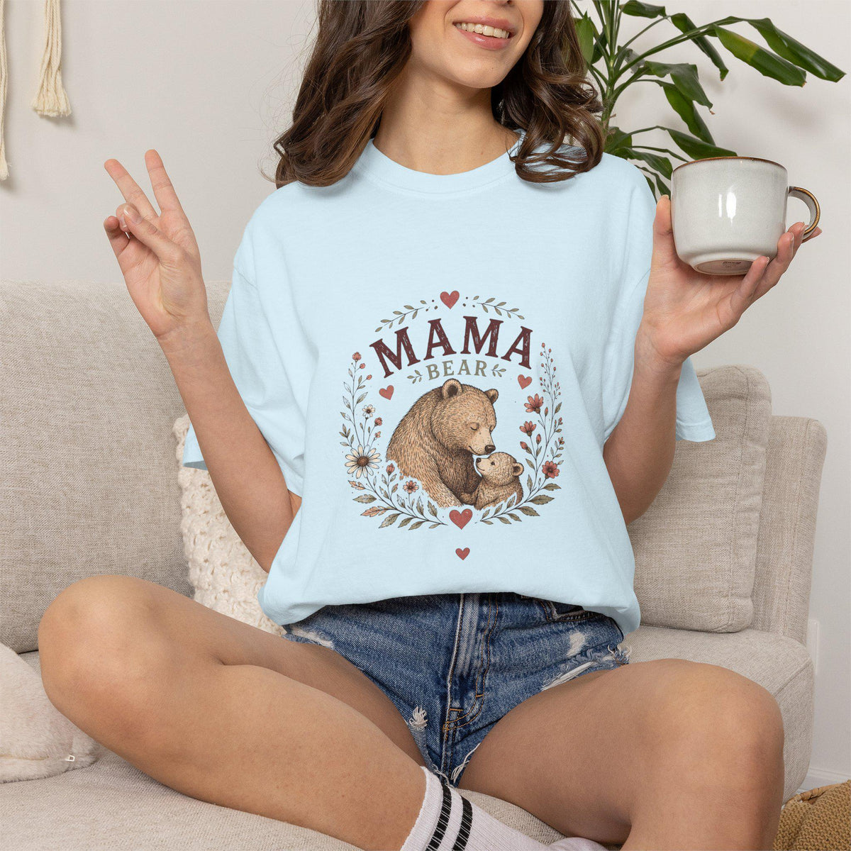 Mama Bears T-Shirt | Mama Bear Illustration, Floral Wreath, Mom Animal Shirt