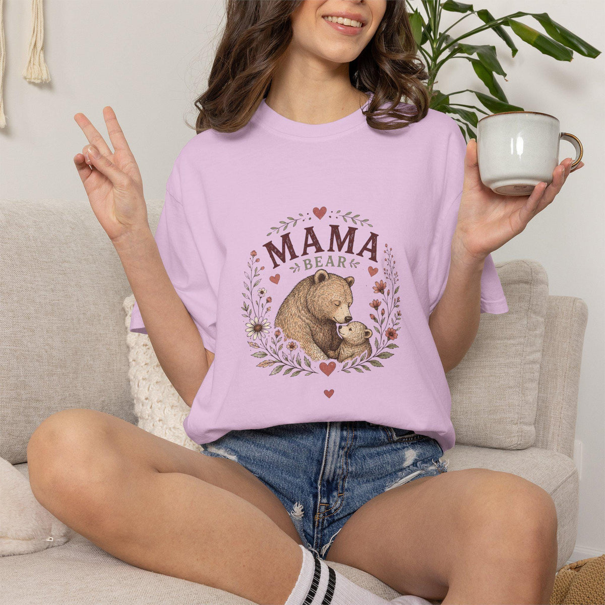 Mama Bears T-Shirt | Mama Bear Illustration, Floral Wreath, Mom Animal Shirt