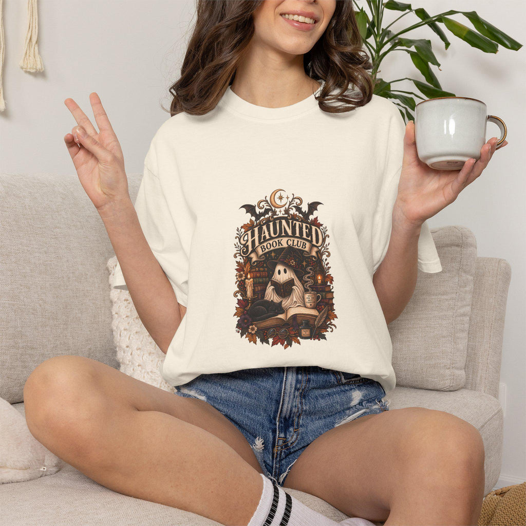 Haunted Book Club T-shirt | Ghost Reading Design, Halloween Literary Tee