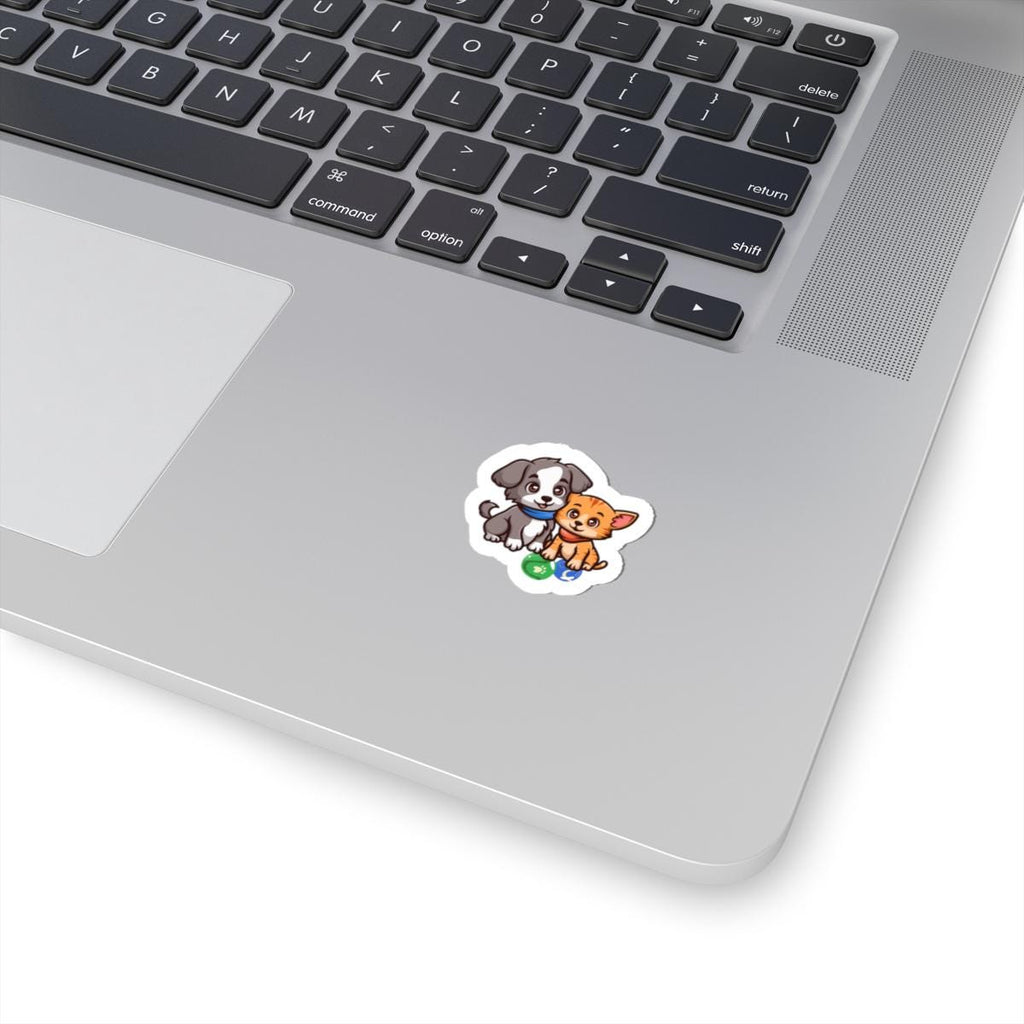 Cute Puppy And Kitten Illustration Sticker