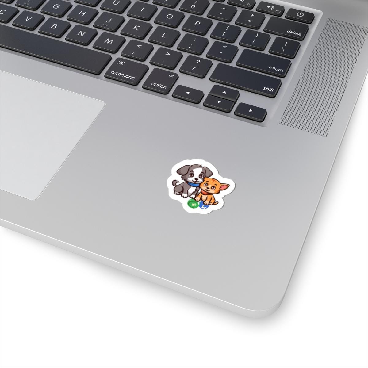Cute Puppy And Kitten Illustration Sticker
