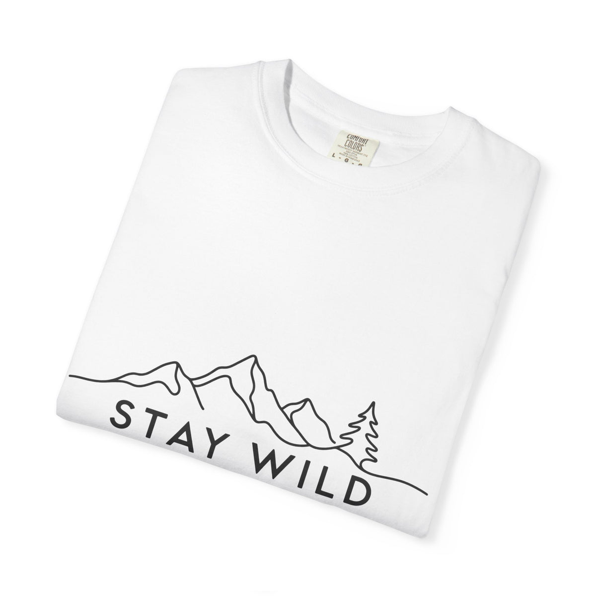 Stay Wild mountain line art T-shirt | minimalist outdoors tee