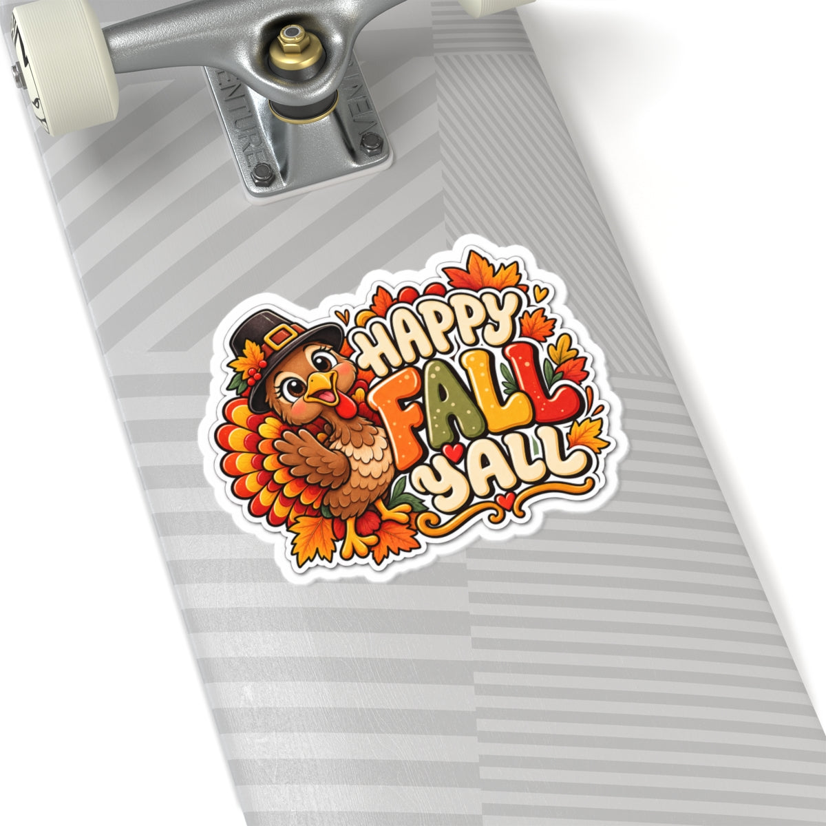 Happy Fall Y'all Turkey Sticker | Kiss-Cut Fall Leaves Laptop Decal