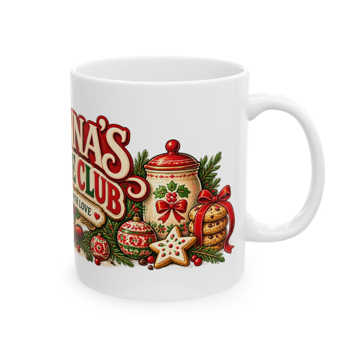 Nonna's Cookie Club Mug | Ceramic Coffee Cup, Christmas Baking Design