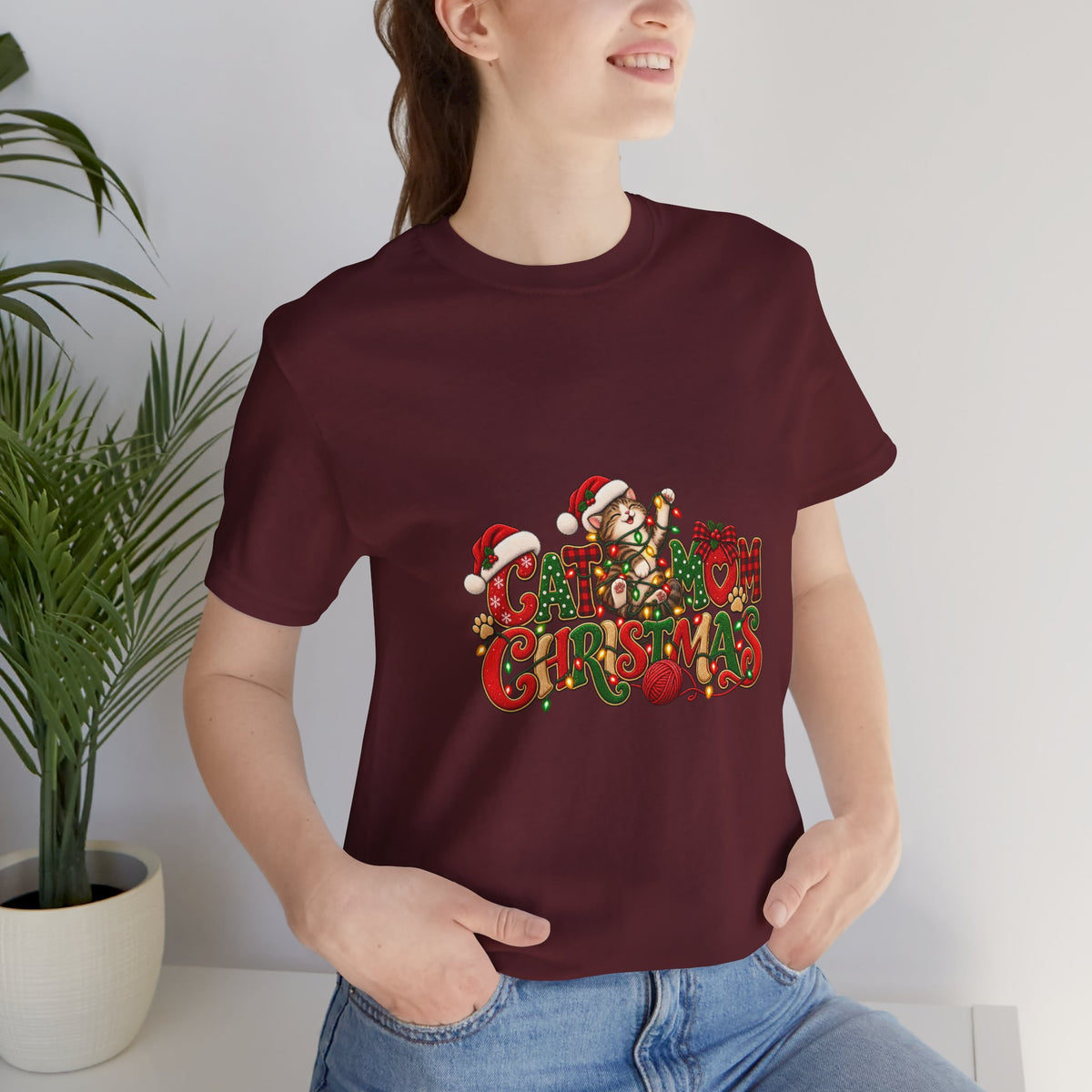 Christmas Cat Tee — Cute "Cat-ty Christmas" Holiday T-Shirt with Santa Cat Design