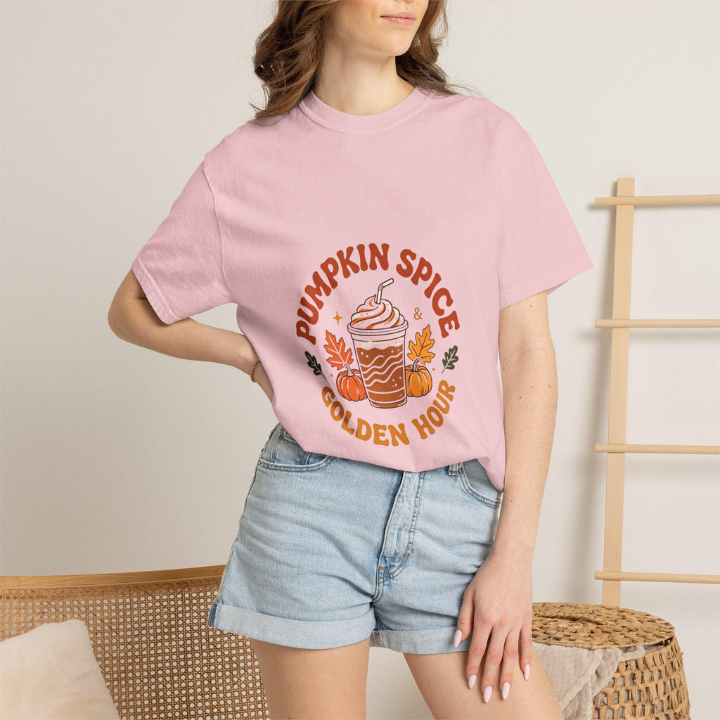 Pumpkin Spice Golden Hour T-Shirt | Pumpkin Spice Latte Graphic Tee | Fall Coffee Lover Shirt | Autumn Gift for Her Him | Cozy Season