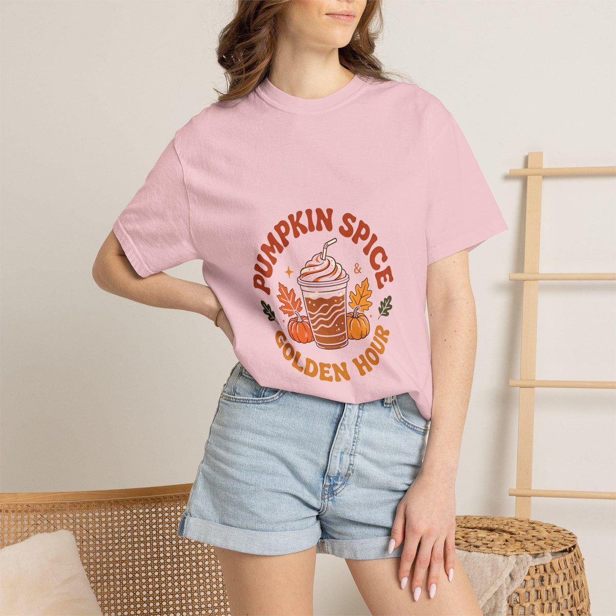 Pumpkin Spice Golden Hour T-Shirt | Pumpkin Spice Latte Graphic Tee | Fall Coffee Lover Shirt | Autumn Gift for Her Him | Cozy Season