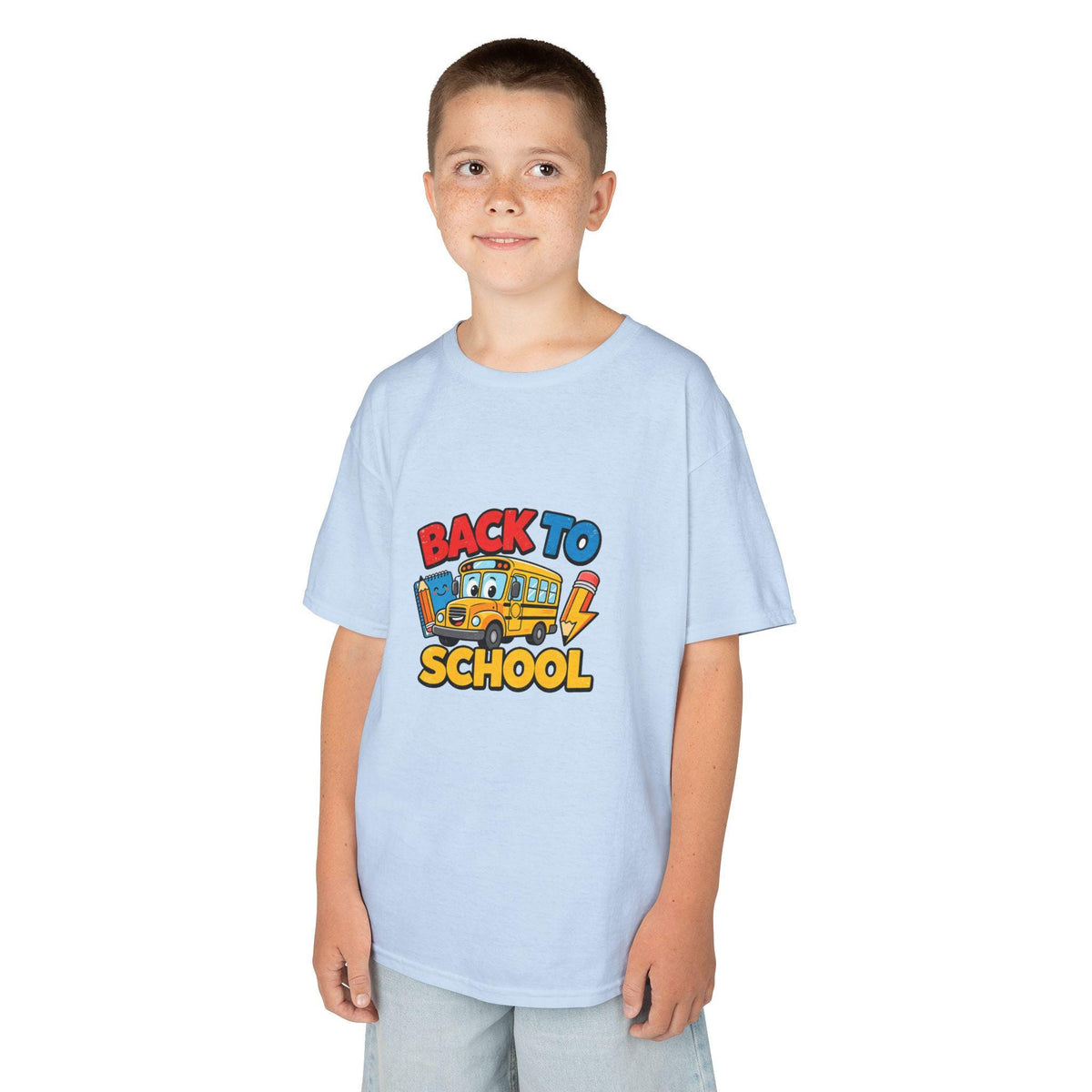 Back to School schoolbus Kids Tee | Cute Pencil Chalkboard Design
