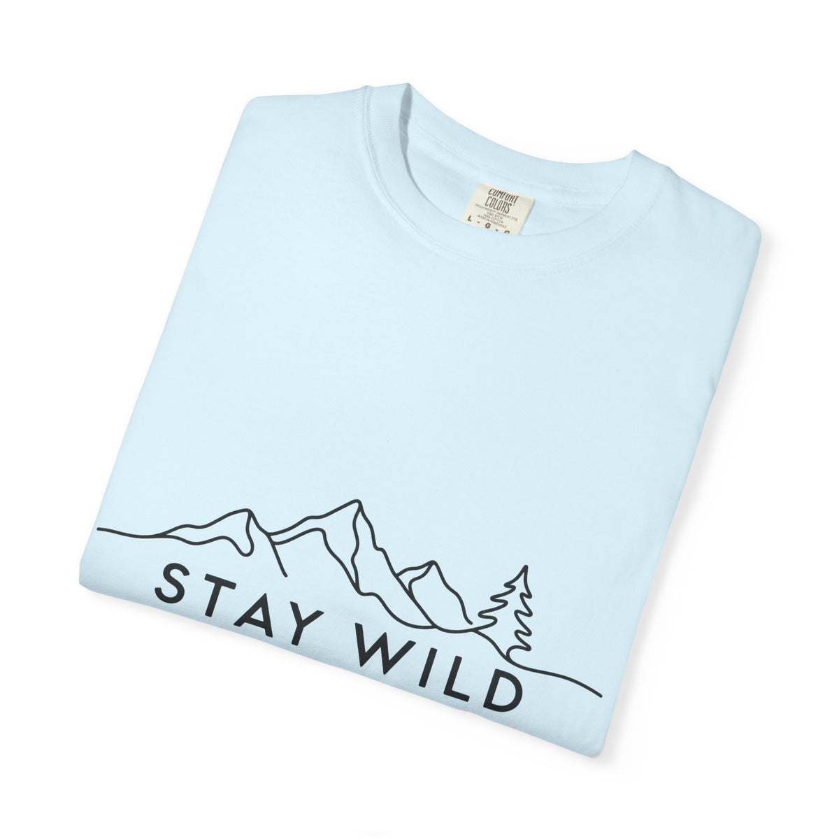Stay Wild mountain line art T-shirt | minimalist outdoors tee