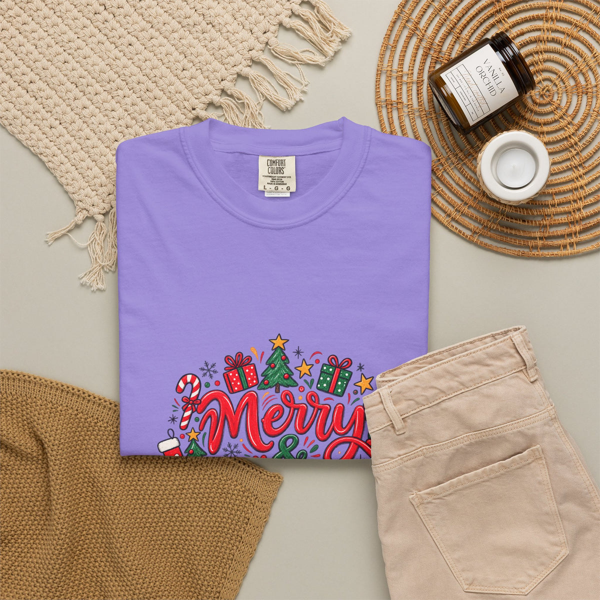 Merry & Bright Christmas T-Shirt | Festive Holiday Graphic Tee