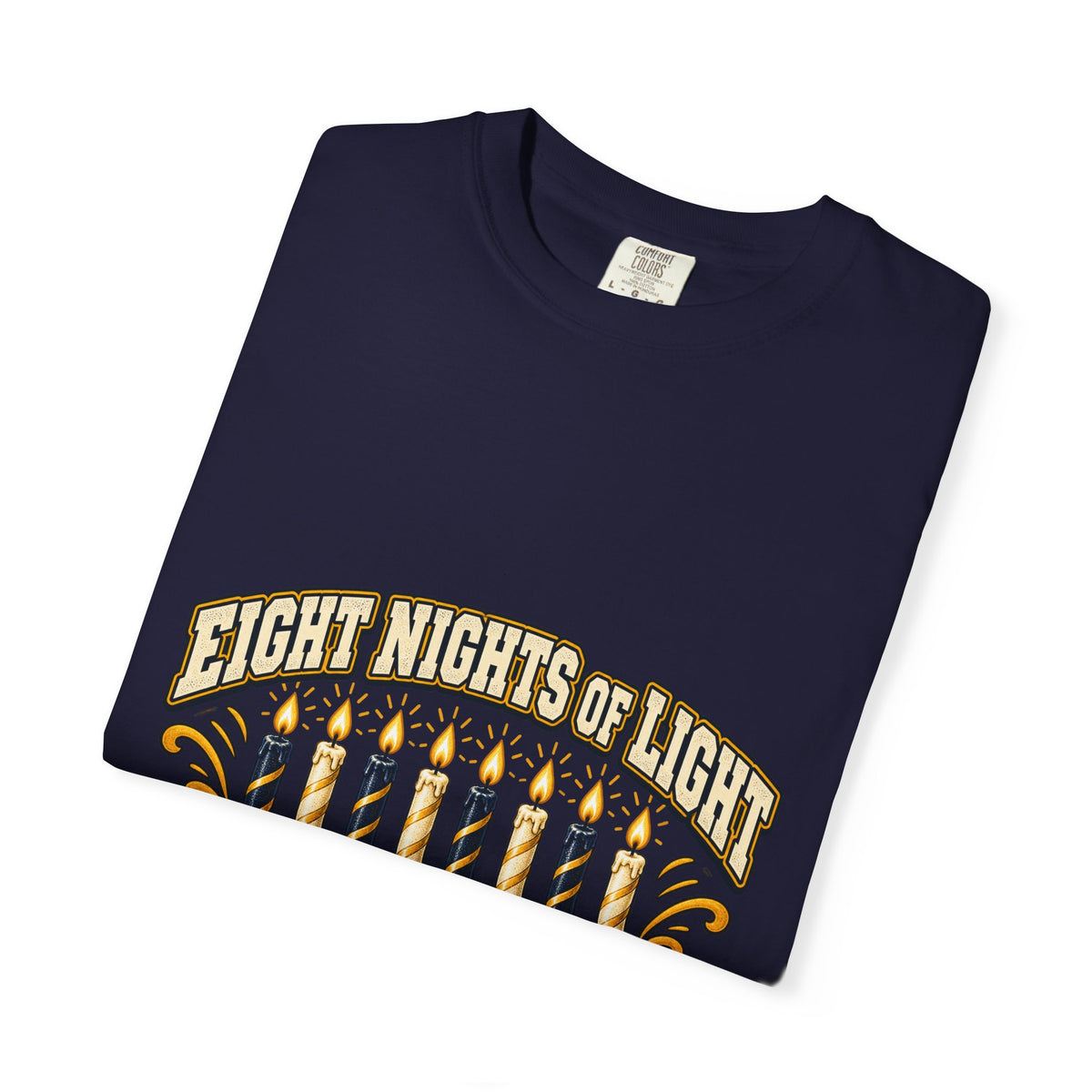 Eight Nights of Light Menorah Tee | Hanukkah T-Shirt, Menorah Illustration