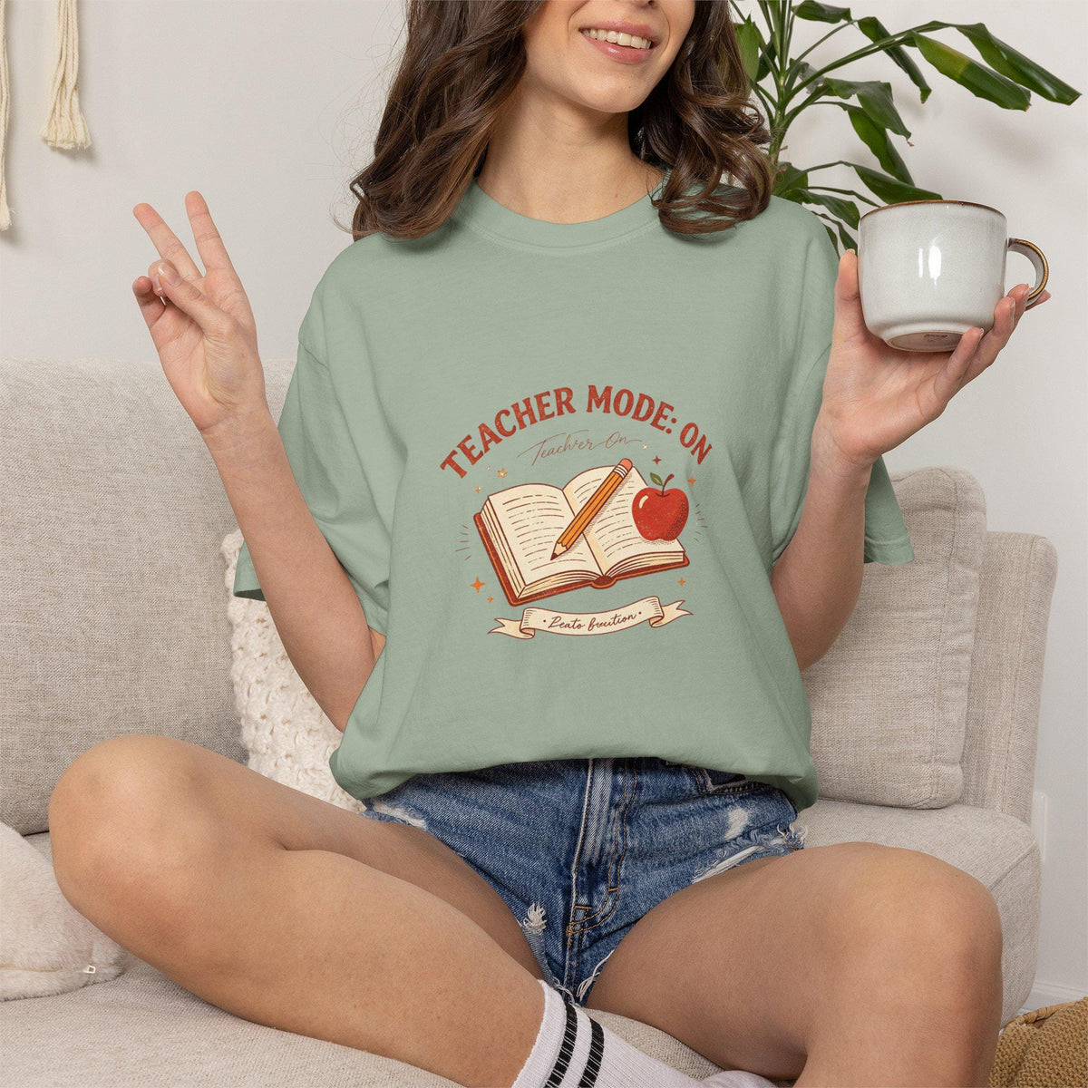 Teacher Mode On Book And Apple T-Shirt