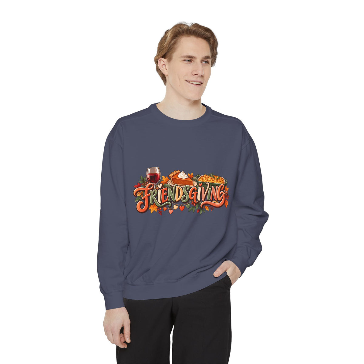 Friendsgiving sweatshirt | Thanksgiving fall leaves turkey wine