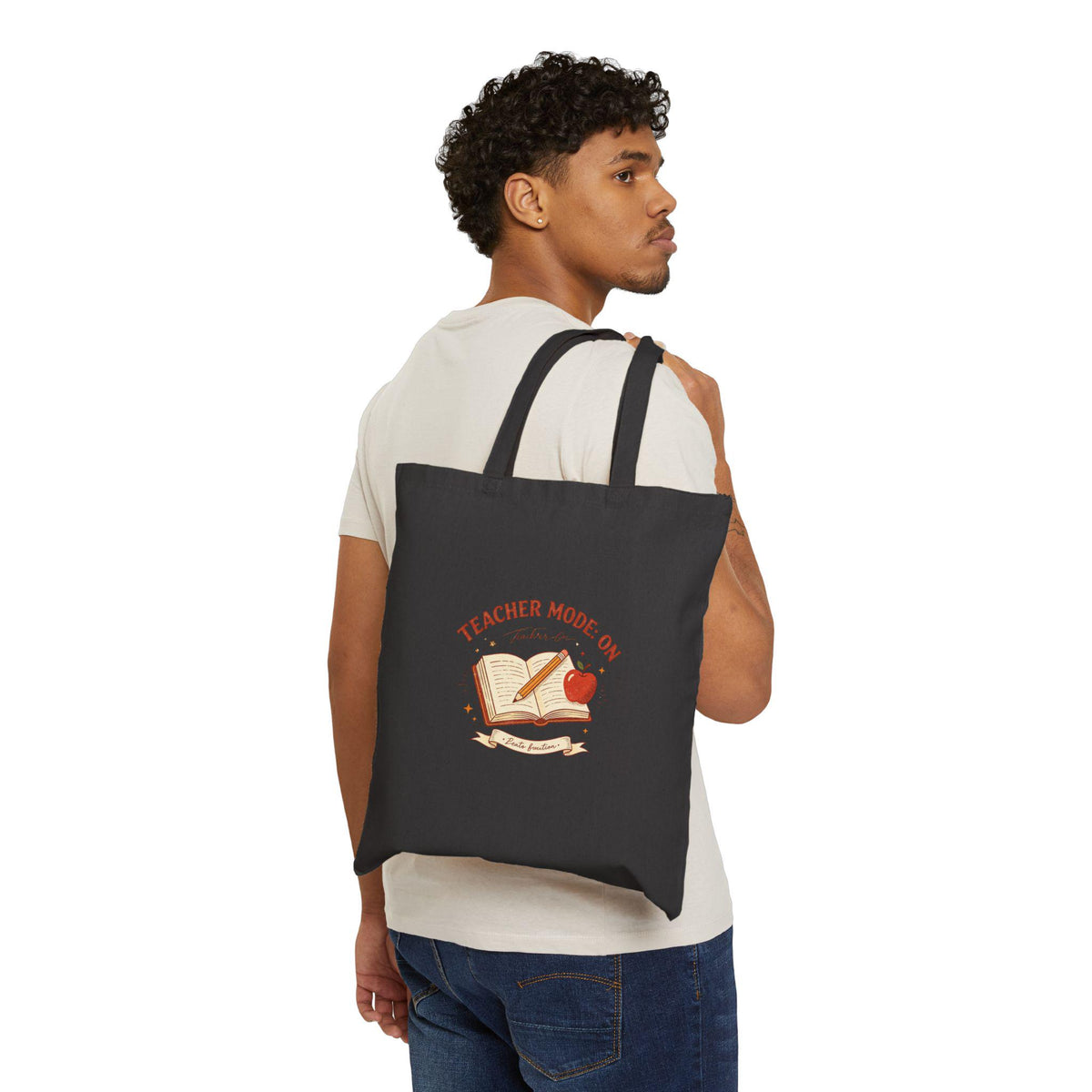 Teacher Mode On Book And Apple Tote Bag