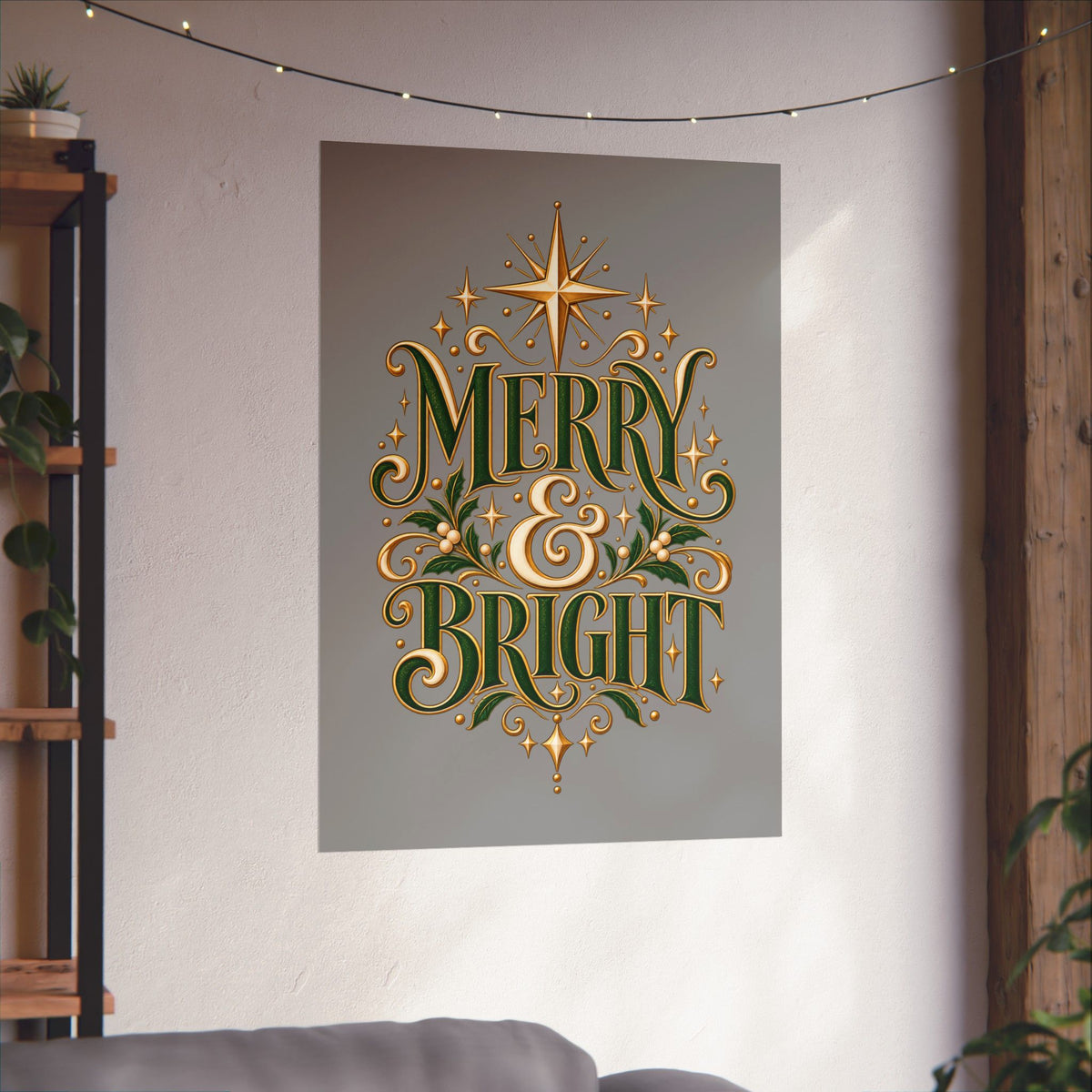 Merry & Bright Holiday Poster — Matte Vertical Christmas Wall Art