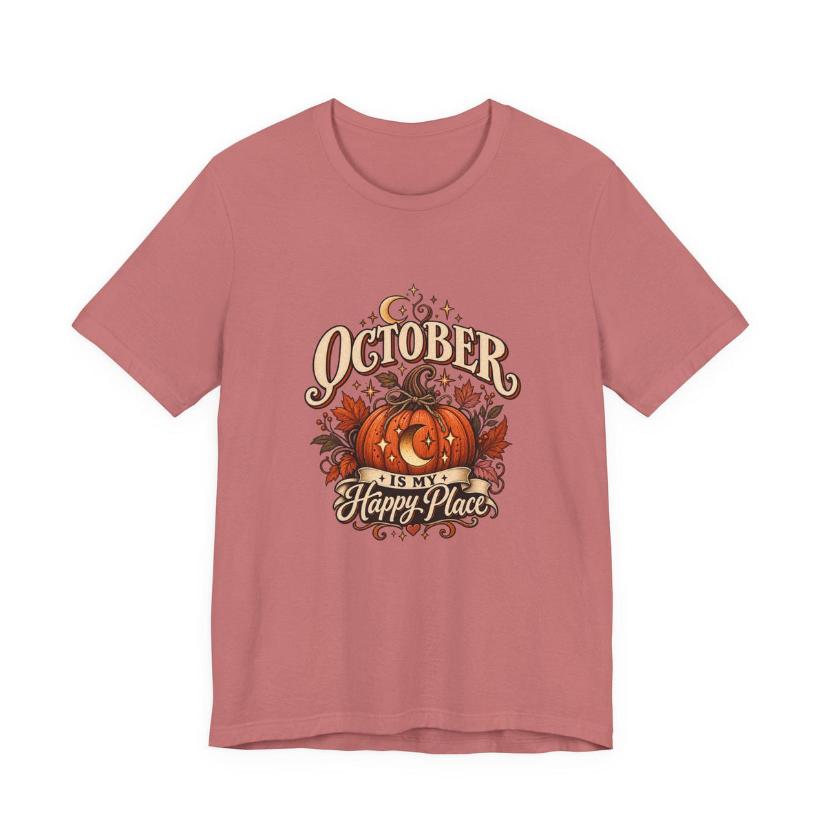 October Is My Happy Place T-Shirt | Pumpkin Halloween Fall Tee