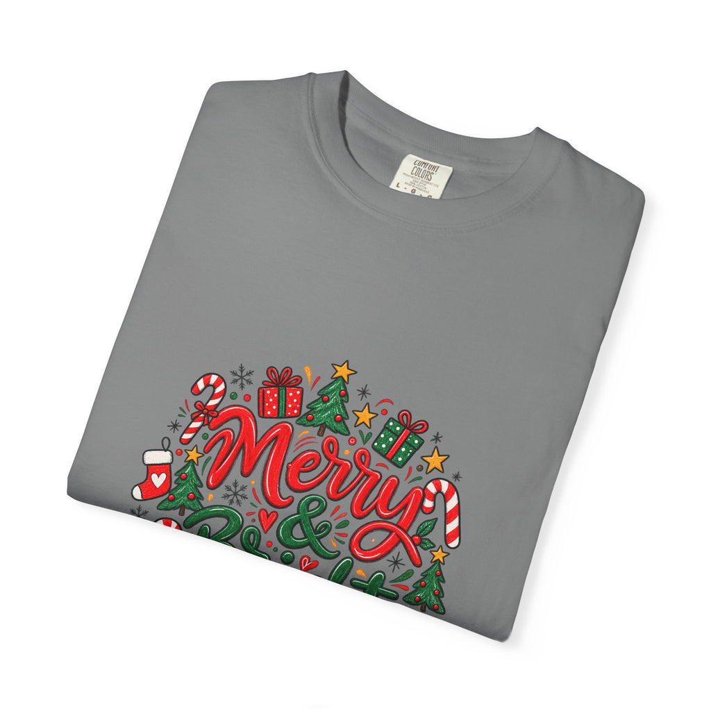 Merry & Bright Christmas T-Shirt | Festive Holiday Graphic Tee