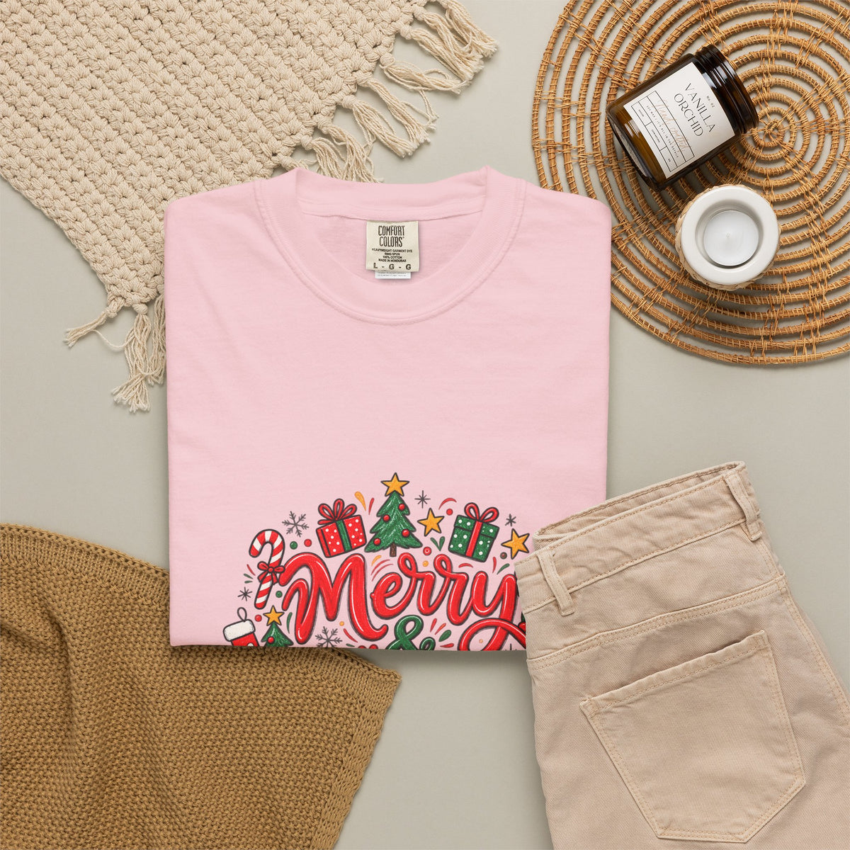 Merry & Bright Christmas T-Shirt | Festive Holiday Graphic Tee