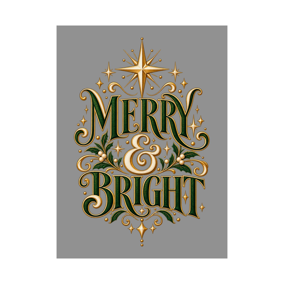 Merry & Bright Holiday Poster — Matte Vertical Christmas Wall Art