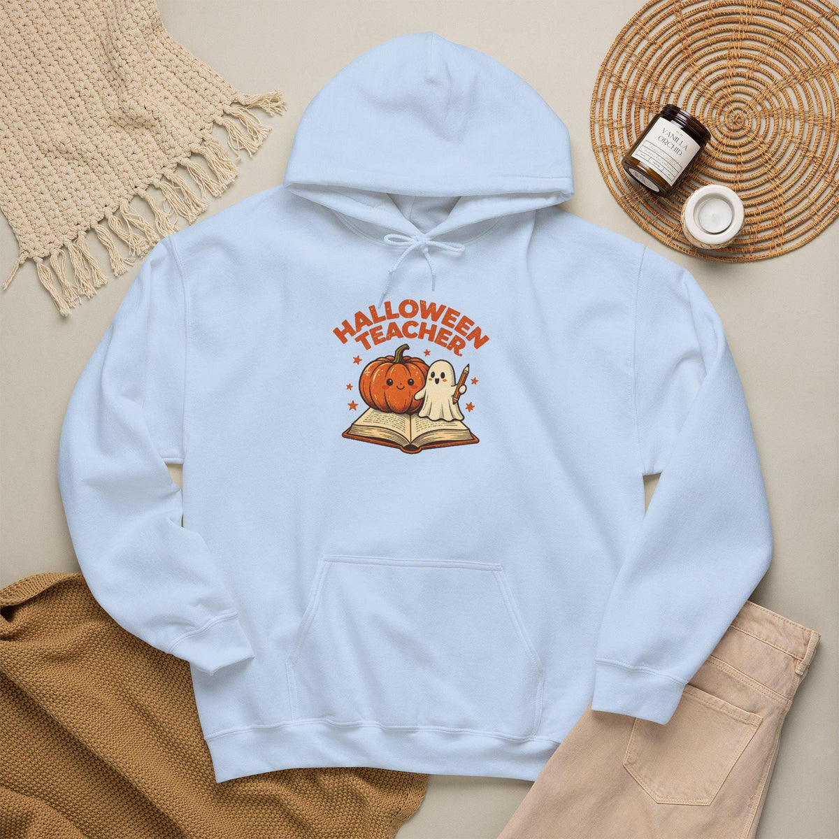 Halloween Teacher Pumpkin And Ghost Hoodie