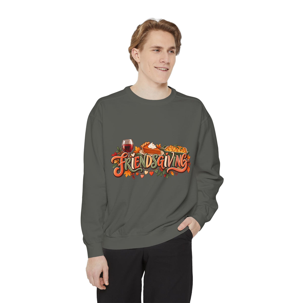 Friendsgiving sweatshirt | Thanksgiving fall leaves turkey wine