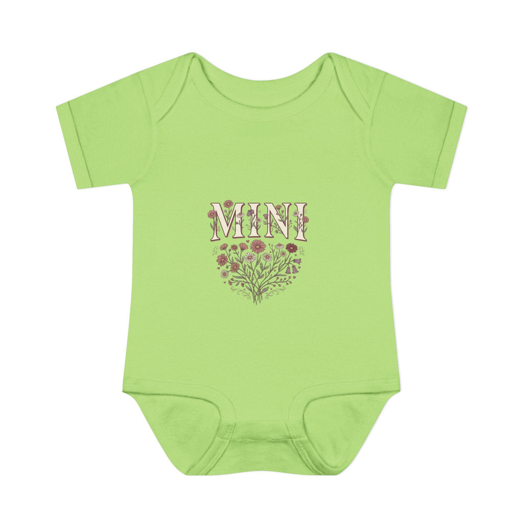 Mini floral heart Infant Bodysuit | baby onesie with floral 'MINI' design