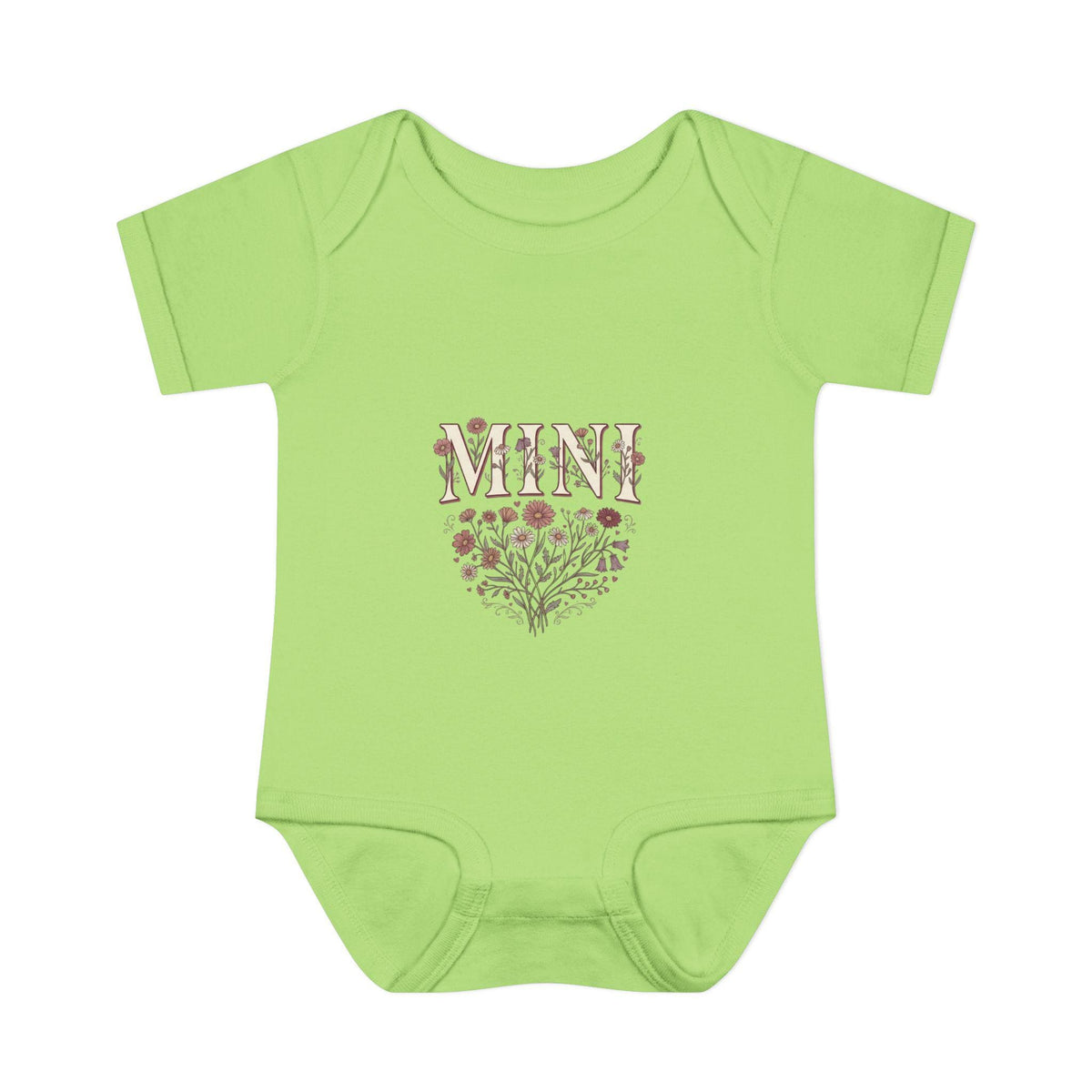 Mini floral heart Infant Bodysuit | baby onesie with floral 'MINI' design