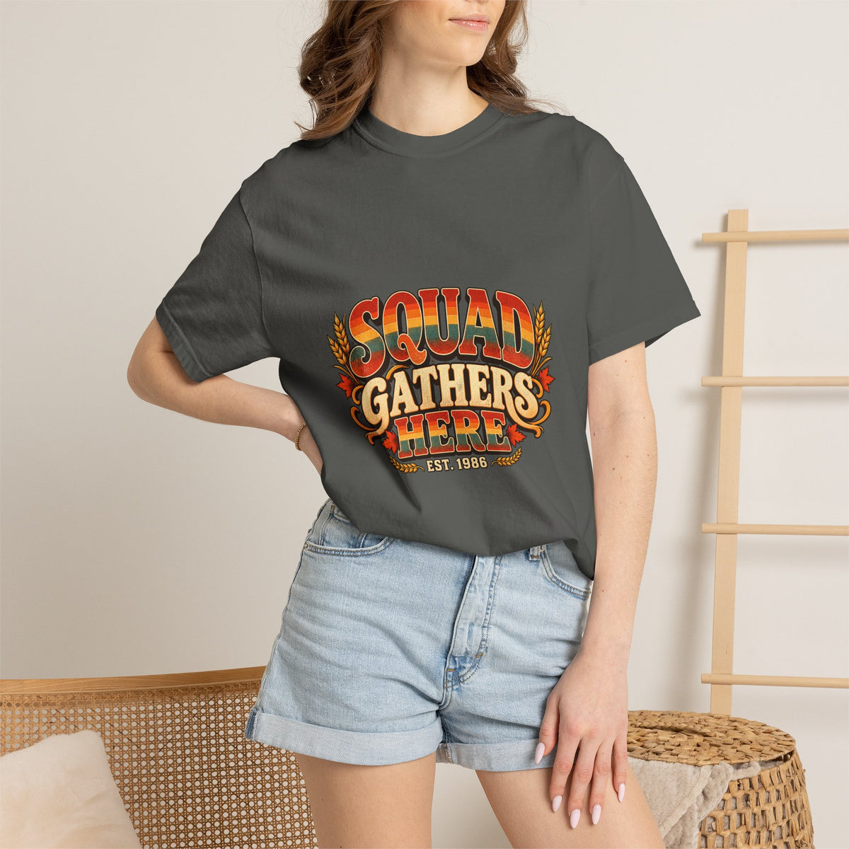 Squad Gathers Here T-Shirt — Retro Thanksgiving Family Reunion Tee, Vintage Fall Gathering Shirt, Friendsgiving